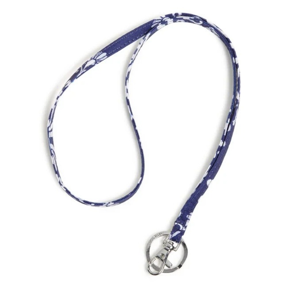Vera Bradley Lanyard Key‎ Ring Clip Steel Blue Medallion NWT